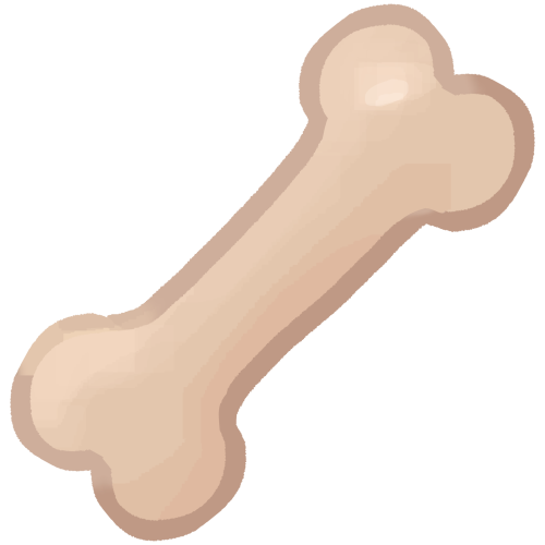 A classic 'cartoon' style bone, colored in light brown.